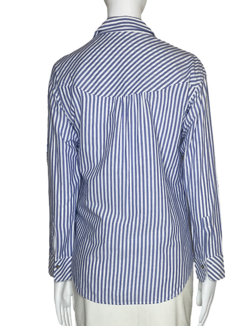 Camisa Zara Raya Bolsillo Azul-Talla XS