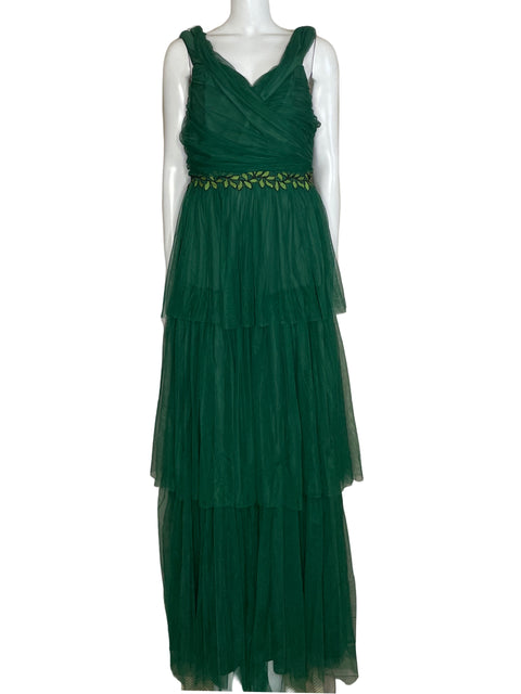 Vestido Tesoro TPS Maxi Vuelos Verde-Talla XL