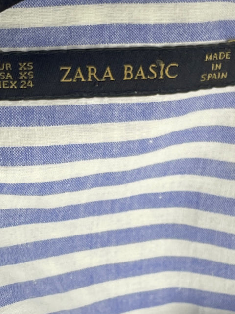 Camisa Zara Raya Bolsillo Azul-Talla XS