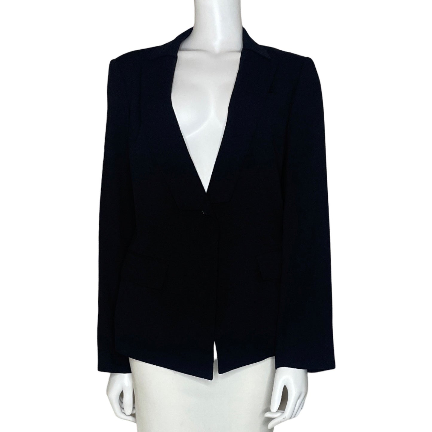 Blazer BCBG Bolsillos Cuello V Negro-Talla L