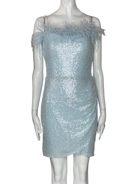 Vestido B.Darlin Mini Plumas Celeste-Talla S