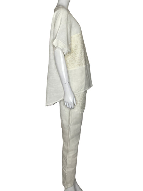 Set Made In Italy Blusa + Pantalón Lino Beige - Talla L