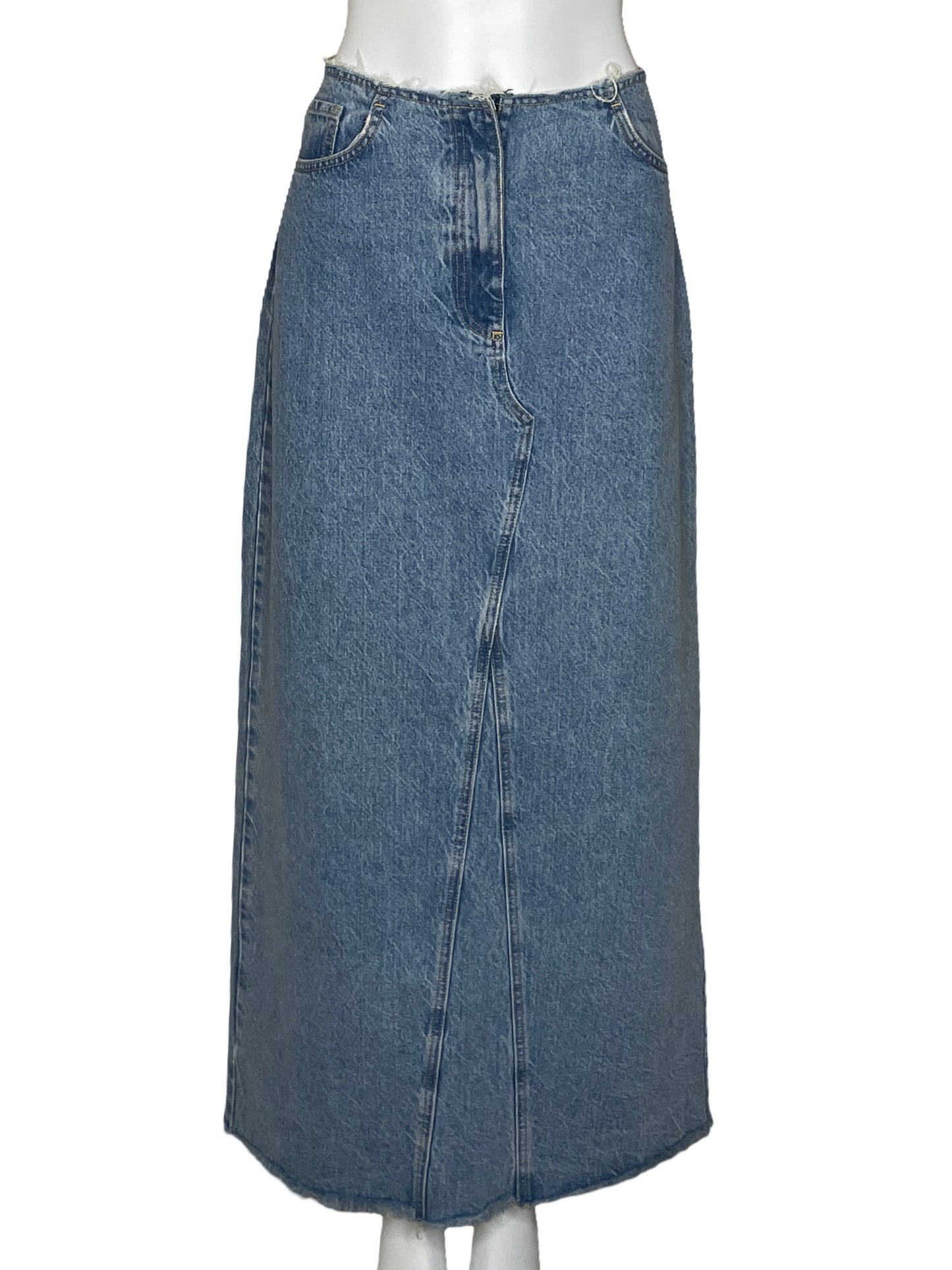 Falda MNG Larga Desgarrada Azul-Talla L