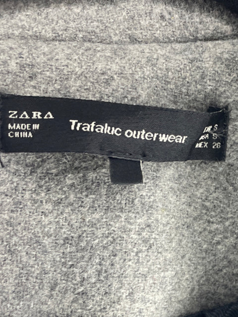 Chaqueta Zara Botones Bolsillo Gris-Talla S