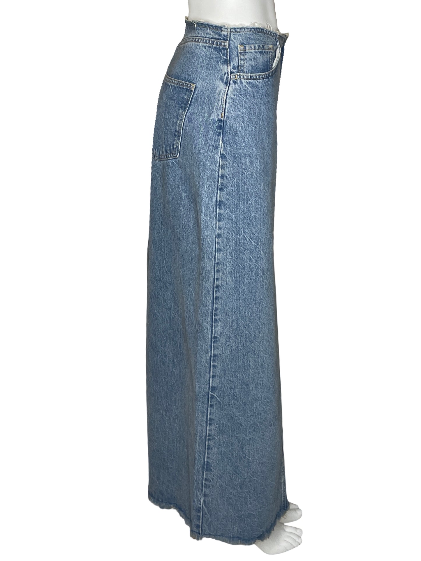 Falda MNG Larga Desgarrada Azul-Talla L