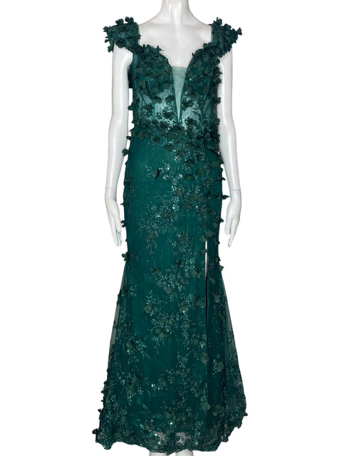 Vestido Cinderella Divine Corte Sirena Verde-Talla S