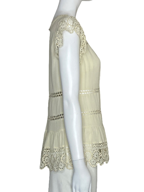 Blusa Red Valentino Vuelo Encaje Beige-Talla M