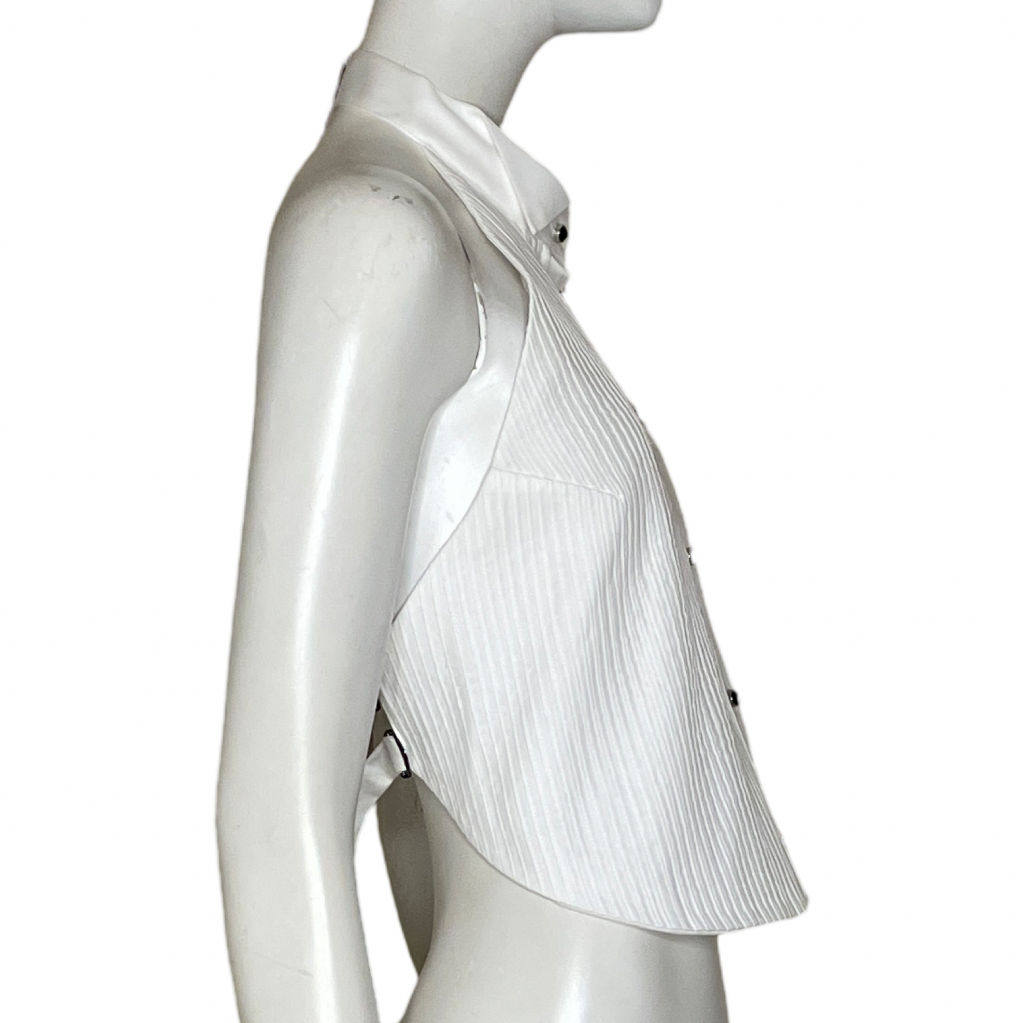 Chaleco Zara Halter Camisa Smoking Blanco-Talla M