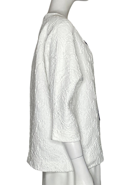 Blusa Carolina Herrera Texturizada Blanco - Talla L