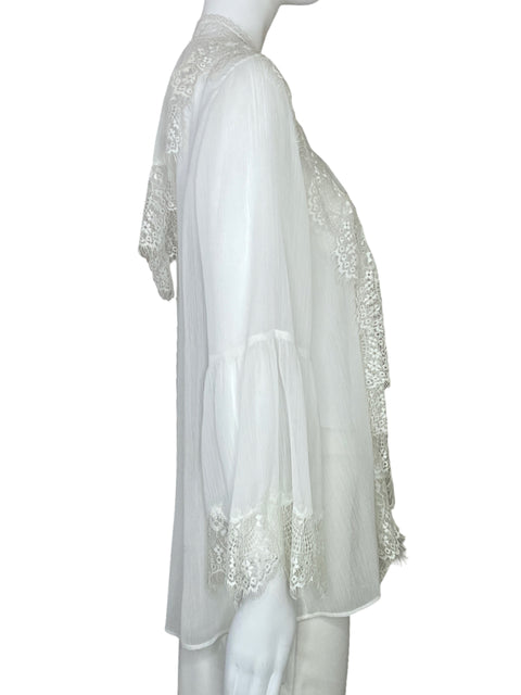 Blusa Alice+Olivia Encaje Vuelo Blanco-Talla S
