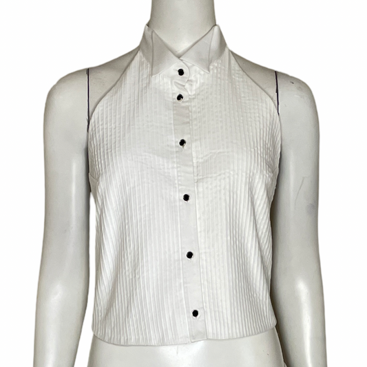 Chaleco Zara Halter Camisa Smoking Blanco-Talla M