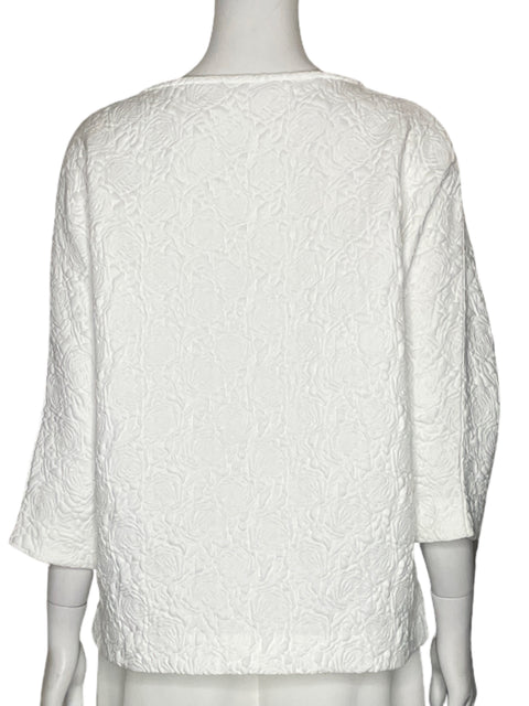 Blusa Carolina Herrera Texturizada Blanco - Talla L