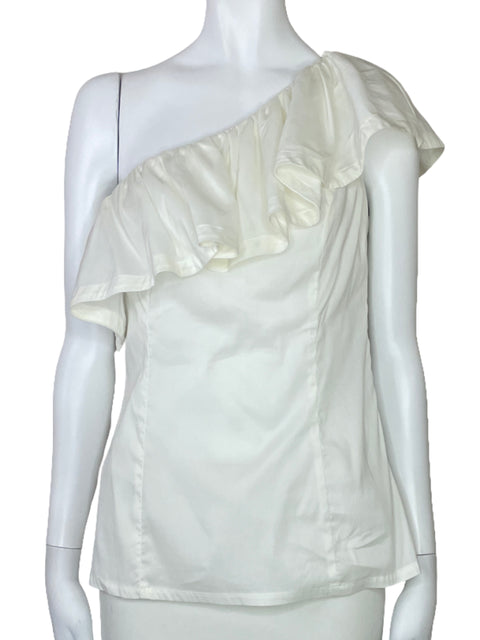 Blusa Trina Turk One Shoulder Vuelo Blanco-Talla 4