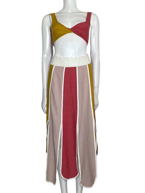 Set Project Adamo Falda+Top Tricolor Amarillo-Talla S