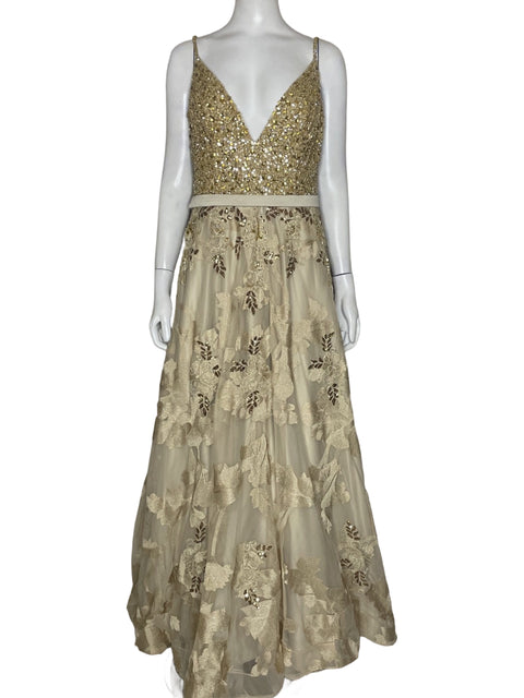 Vestido Royal Queen Corte Sirena Dorado-Talla L