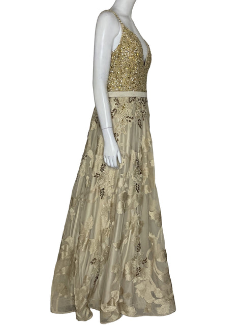 Vestido Royal Queen Corte Sirena Dorado-Talla L