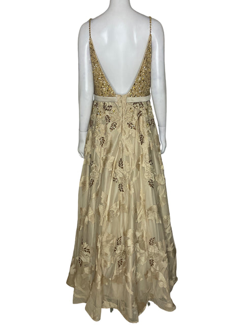 Vestido Royal Queen Corte Sirena Dorado-Talla L