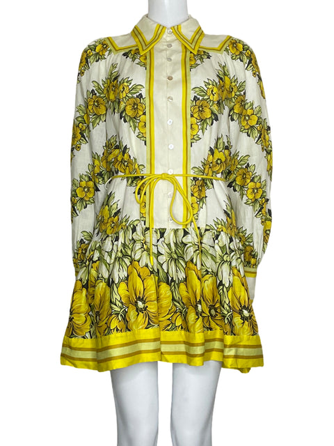 Vestido Alémais Floral Camisero Amarillo-Talla 4