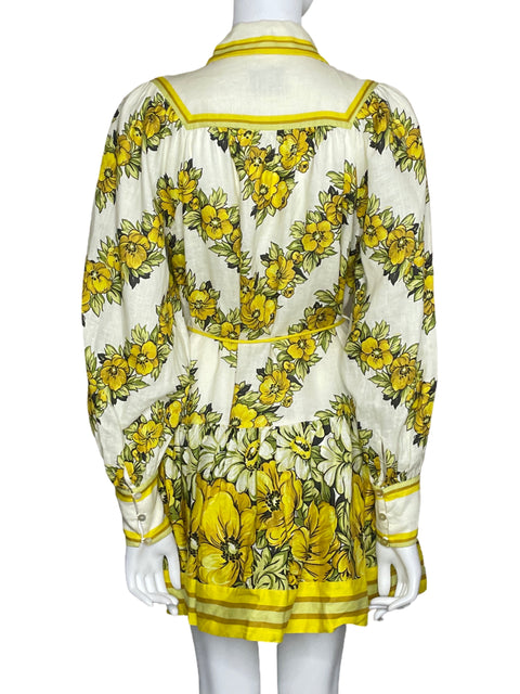 Vestido Alémais Floral Camisero Amarillo-Talla 4