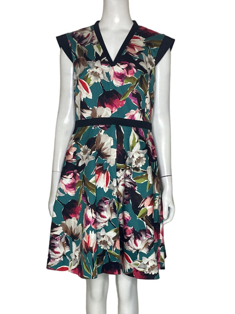 Vestido Karen Millen Estampado Verde-Talla L