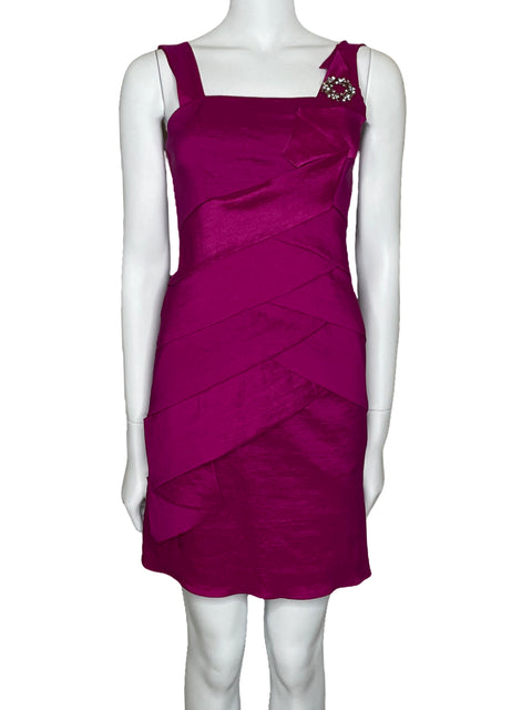 Vestido Let's Fashion Coctel Pliegues Rosado-Talla S