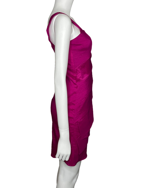 Vestido Let's Fashion Coctel Pliegues Rosado-Talla S