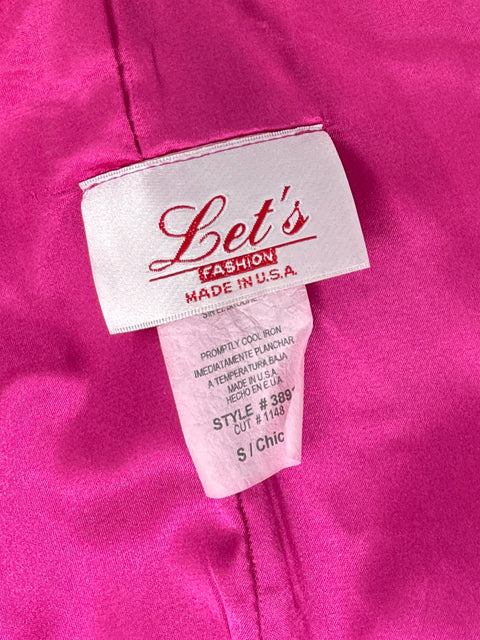 Vestido Let's Fashion Coctel Pliegues Rosado-Talla S