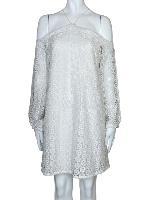 Vestido Bar III Troquelado Mangas Blanco-Talla L