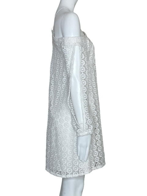 Vestido Bar III Troquelado Mangas Blanco-Talla L