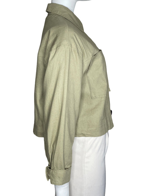 Chaqueta Zara Casual Bolsillos Verde-Talla S