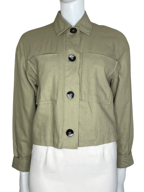 Chaqueta Zara Casual Bolsillos Verde-Talla S