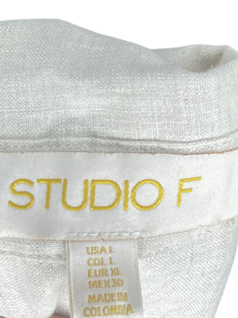 Blusa Studio F Fluida De Lino Beige - Talla L