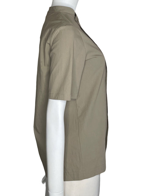 Camisa Zara Asimétrica Manga Corta Marrón-Talla S