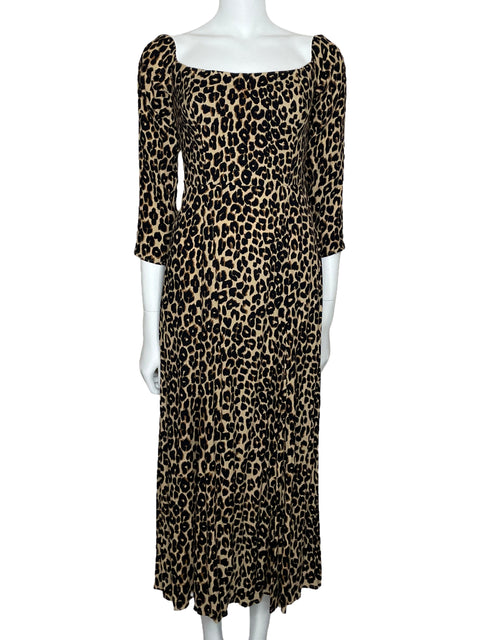 Vestido Reformation Animal Print Beige-Talla 6