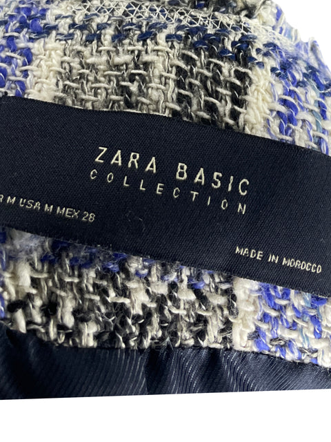Blazer Zara Basic Punto Azul-Talla M