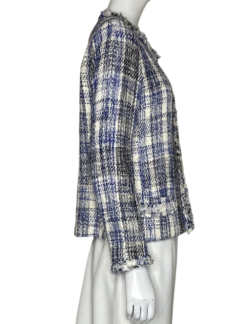 Blazer Zara Basic Punto Azul-Talla M