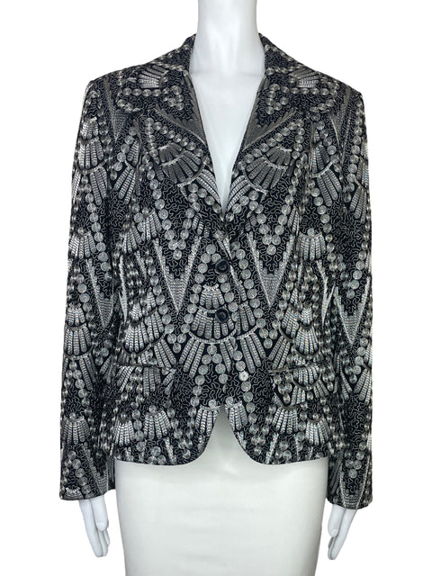 Chaqueta Biacci Bordado Bolsillos Negro-Talla 12