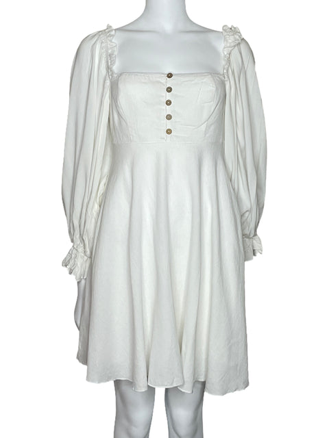 Vestido Lulus Mini Botones Blanco-Talla S