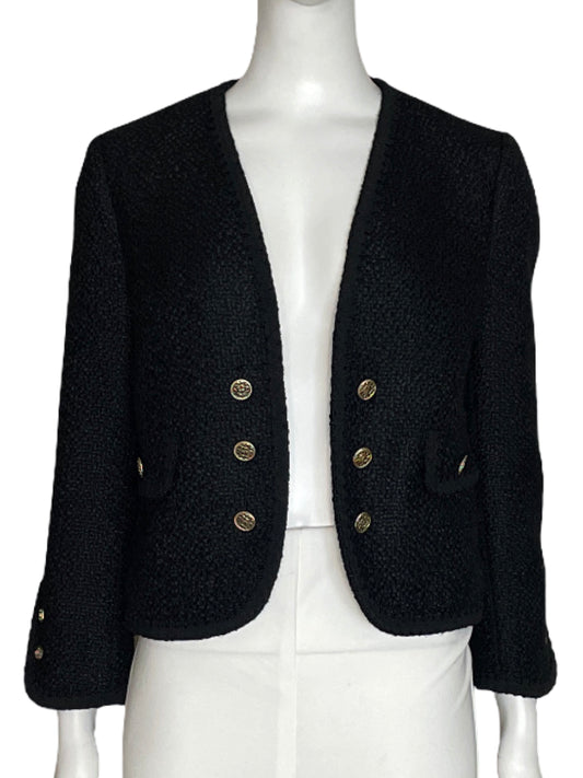 Blazer Zara Tweed Negro-Talla XS