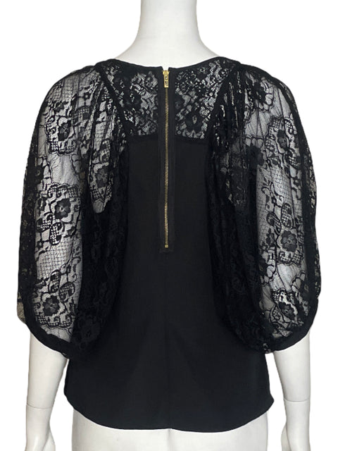 Blusa Armani Exchange Abullonada Encaje Negro-Talla S