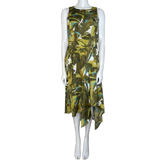 Vestido London Times Vuelos Abajo Verde-Talla 10