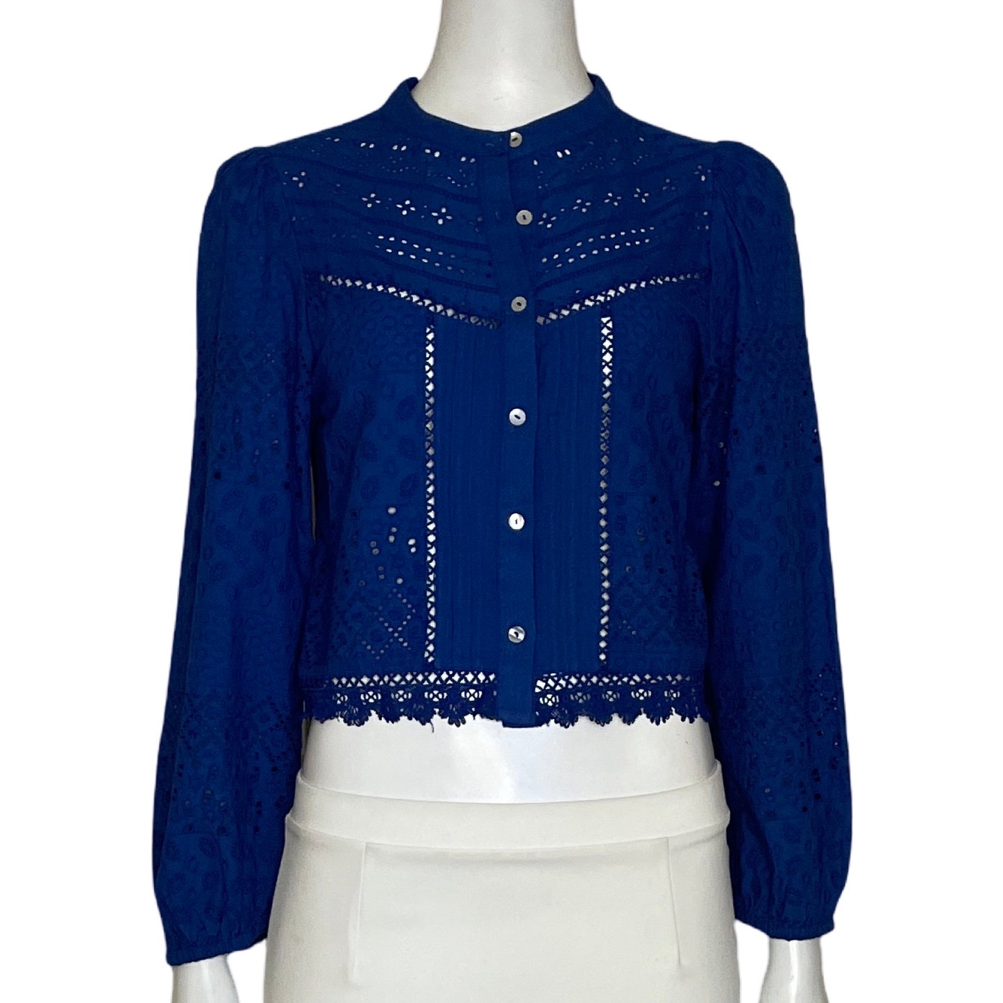 Camisa Zara Encaje Azul-Talla XS