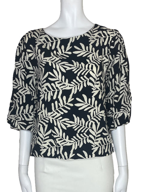 Blusa Esprit Estampado Hojas Negro-Talla S