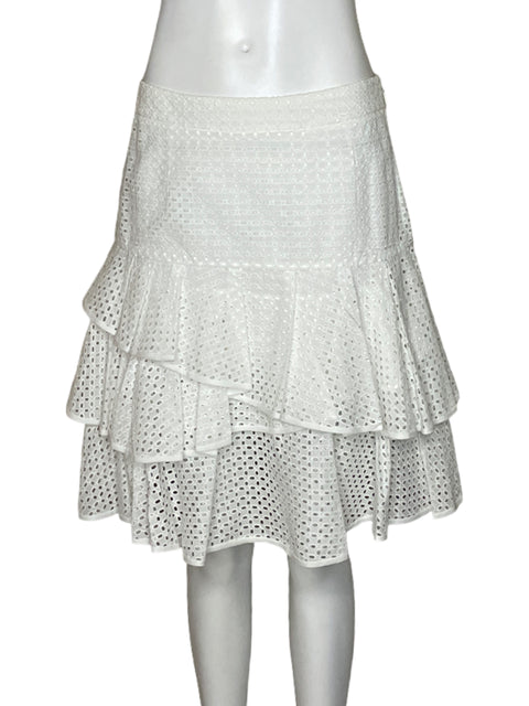 Falda Carolina Herrera Vuelo Blanco-Talla S