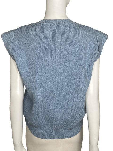 Knit Chaleco Zara Sin Mangas Azul-Talla S