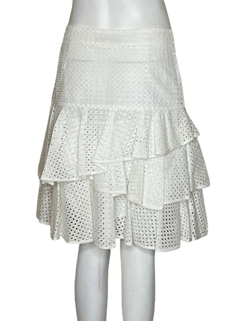 Falda Carolina Herrera Vuelo Blanco-Talla S