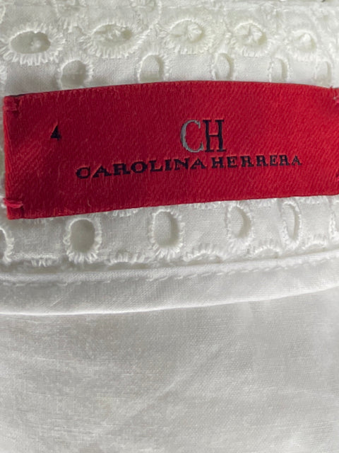 Falda Carolina Herrera Vuelo Blanco-Talla S