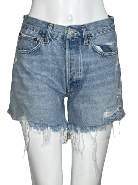 Short Agolde Deshilado Azul-Talla 25