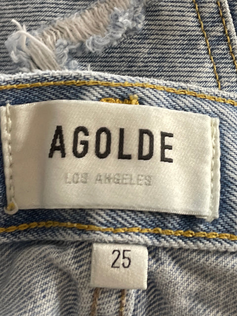 Short Agolde Deshilado Azul-Talla 25