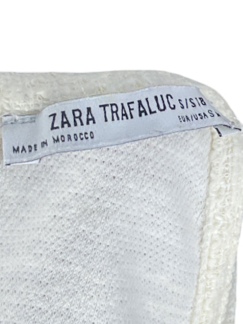 Top Zara Tweed Fleco Blanco-Talla S